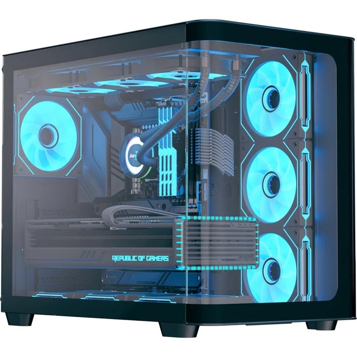 Aerocool PC-Gehäuse Aerocool P500C-G-BK-v1, Tower-Gehäuse, Tempered Glass x 3, ARGB-Lüfter, Micro-ATX/Mini-ITX, Schwarz – Bild 1