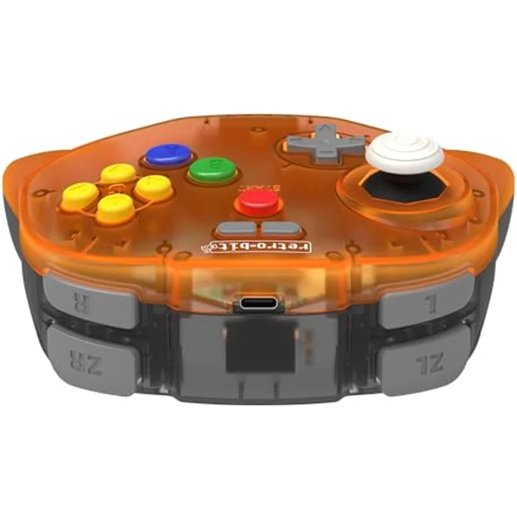 retro-bit Tribute 64 Wireless Gamepad für Nintendo 64 und Switch, ergonomischer Controller mit Rumble Pak, orange – Bild 3