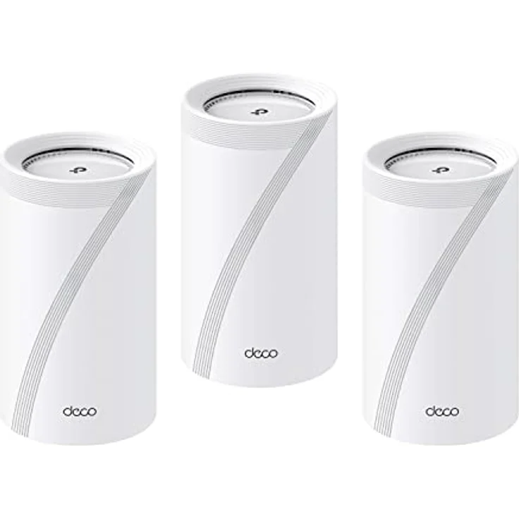 TP-Link Deco BE65 Wi-Fi 7 Mesh WLAN Set(3 Pack), Tri-Band 5760 Mbit/s (6 GHz) + 2880 Mbit/s (5 GHz) + 574 Mbit/s (2,4 GHz), 6 Streams, 4× 2,5G Ports, 1× USB 3.0 – Bild 1