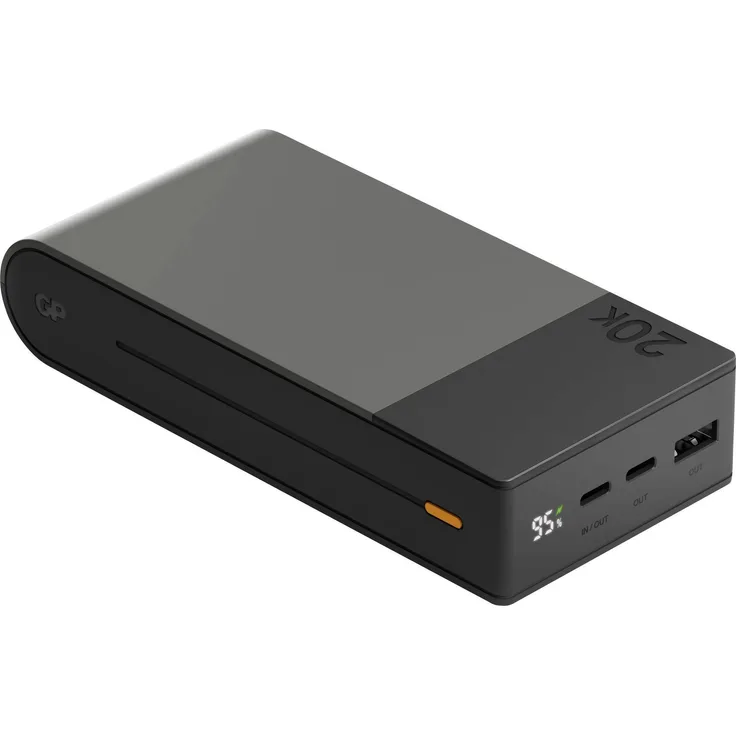 GP GPACCM20C000 Powerbank 20000 mAh LiPo USB-A USB-C Grau Batterie Ladegerät, Schnellladefunktion bis zu 22,5 W und 7 integrierte Sicherheitsfunktionen