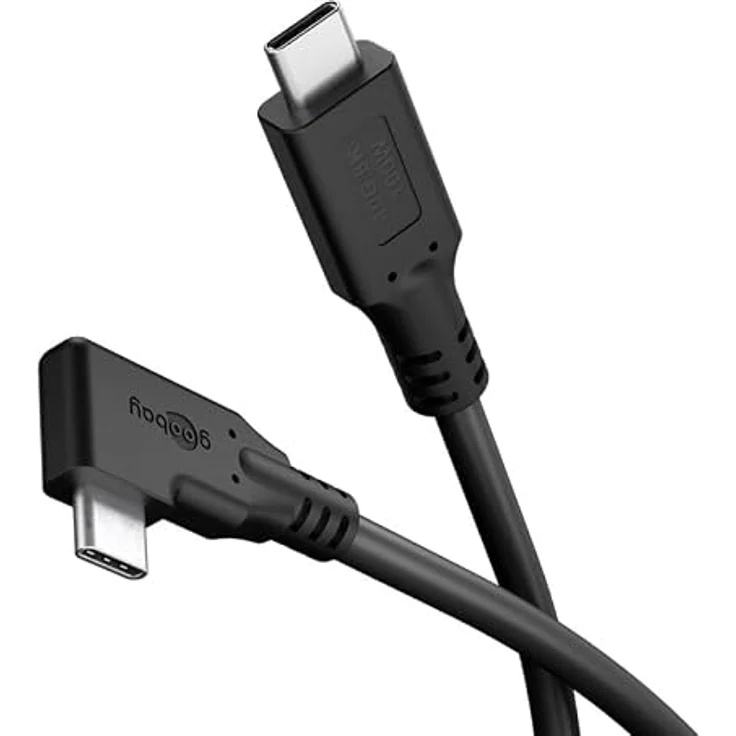 goobay USB-C Kabel 4.0/90° - 1m schwarz, 100W, 40 Gbit/s, Power Delivery, USB-C auf USB-C, ideal für Smartphone und Laptop – Bild 1