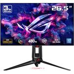 ASUS ROG Swift OLED PG27AQDP, 27 Zoll WQHD Gaming Monitor, 480 Hz, 0.03ms GtG, G-Sync, FreeSync, ROG A.I., GameFast, HDR 400 TB, 10-bit WOLED Panel, 16:9, 2560x1440, DP, HDMI, USB-Hub, ergon