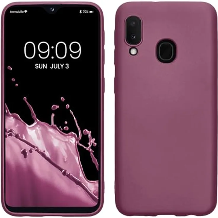 kwmobile Samsung Galaxy A20e Hülle - Silikon Schutzhülle metallisch schimmernd - Handyhülle Metallic Lavendel