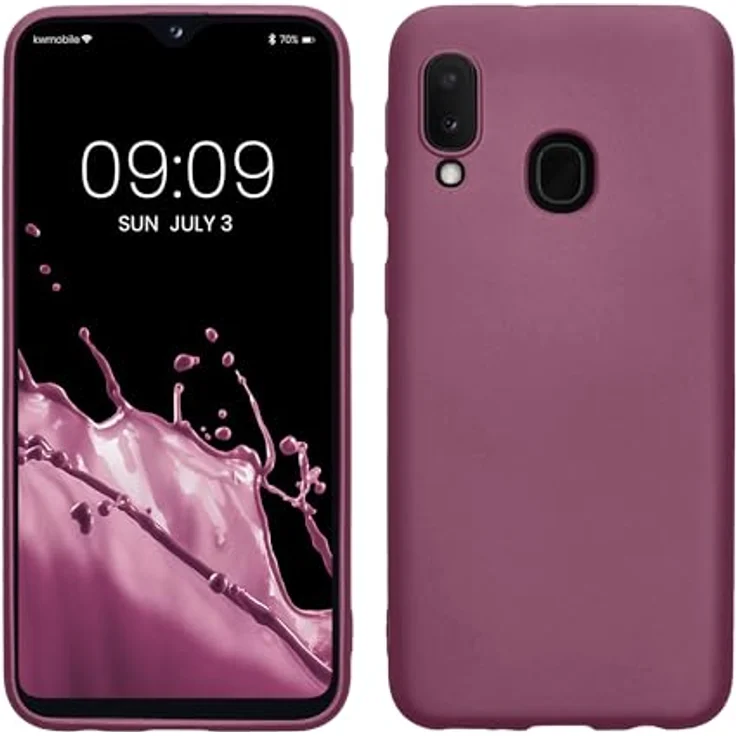 kwmobile Samsung Galaxy A20e Hülle - Silikon Schutzhülle metallisch schimmernd - Handyhülle Metallic Lavendel – Bild 1