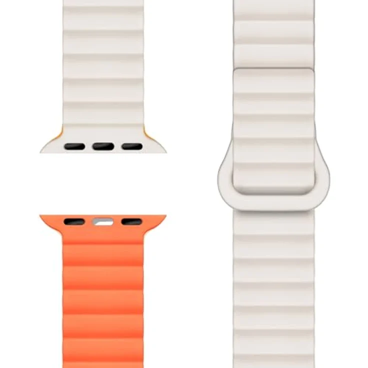 NALIA Core Magnet Armband für Apple Watch SE & iWatch Series 10-1, 38/40/41/42mm, atmungsaktives Silikon Loop, Rillen Design, Farbe: Polarstern Orange – Bild 1