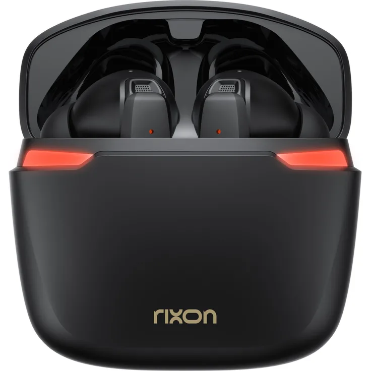Rixon GamePods – Kabellose Bluetooth In-Ear Kopfhörer, 50 h Akkulaufzeit, Bluetooth 5.3, Dual ENC Mikrofone, Gaming-Modus, Touch Control, USB-C, Schwarz