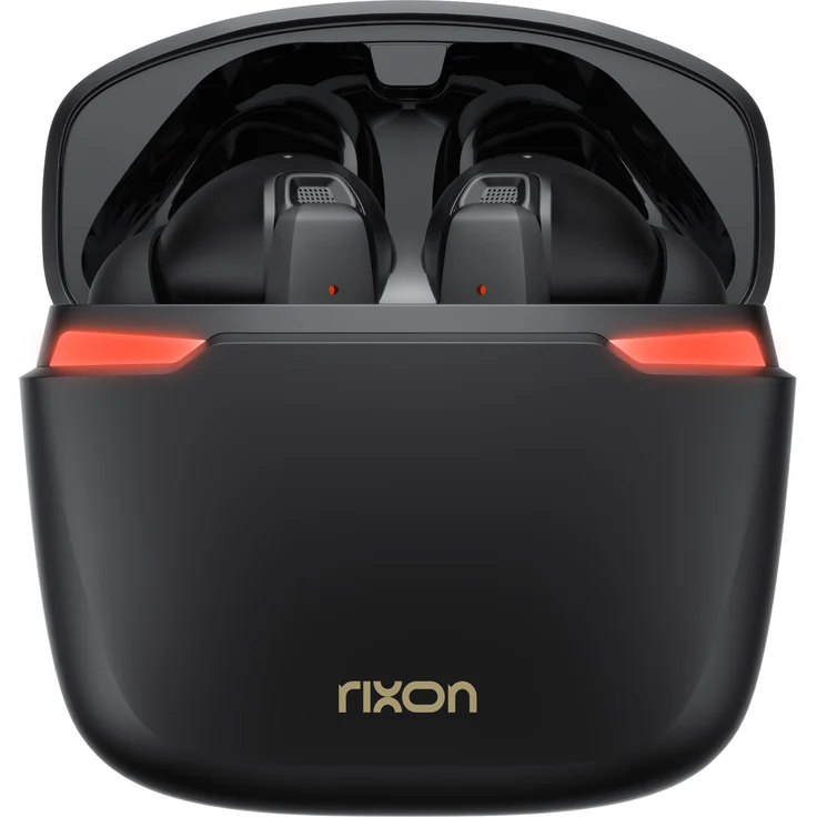 Rixon GamePods – Kabellose Bluetooth In-Ear Kopfhörer, 50 h Akkulaufzeit, Bluetooth 5.3, Dual ENC Mikrofone, Gaming-Modus, Touch Control, USB-C, Schwarz