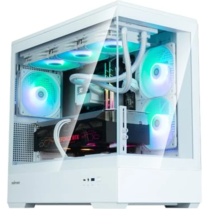 Zalman P30 V2 PC-Gehäuse, Mini-Tower mATX mit RGB-Beleuchtung und Tempered Glass – weiß, Platz für bis zu 9 Lüfter und 360 mm Radiatoren – Bild 6