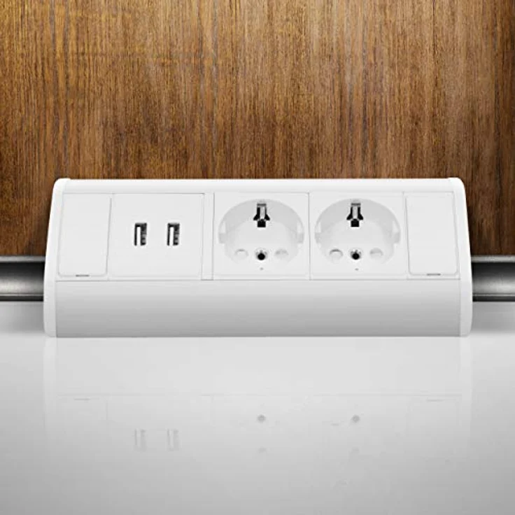 ORNO OR-GM-9003/W-G(GS) Ecksteckdose 2 Fach mit Kindersicherung + 2X USB Ladegerät 45° Aufbau-Montage – Bild 3