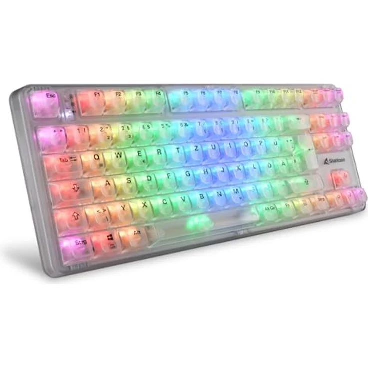 Sharkoon Crystal Shark RGB, Weiß - Transparente Tastatur mit KTT-Schaltern und TKL-Formfaktor – Bild 2