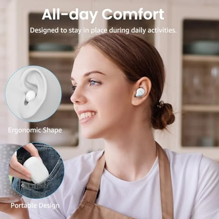 TOZO A1 Bluetooth Kopfhörer, Kabellos In Ear mit Bluetooth 5.3, 32 Std. Akkulaufzeit, IPX5 Wasserdicht, APP Steuerung für kleine Ohren - Weiß – Bild 2