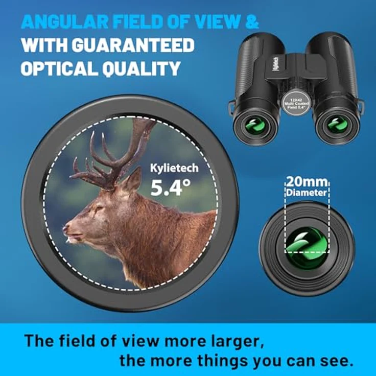 Kylietech 12x42 Fernglas mit Stativ, Wasserdichtes Vogelbeobachtungsgerät mit BaK-4-Prismen, FMC-Objektiv und Smartphone-Adapter für Fotografie und Sternenbeobachtung – Bild 5