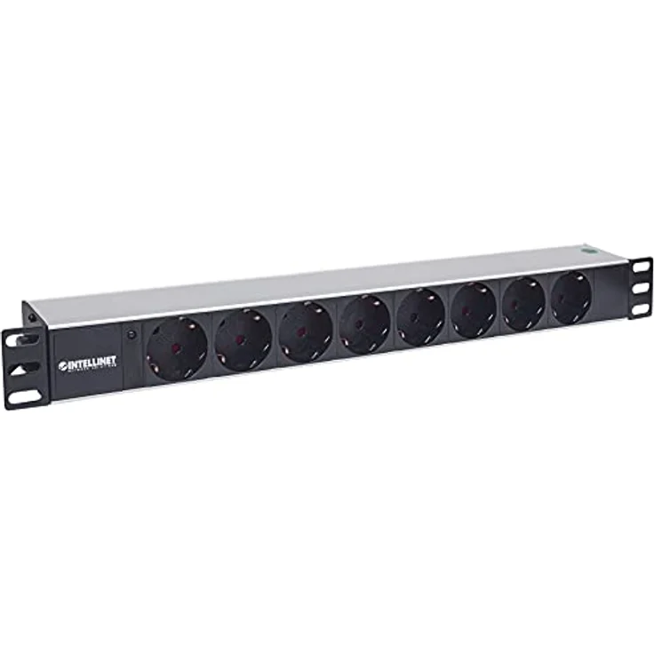 Intellinet 19'' 8-fach Steckdosenleiste Schutzkontakt ( Power-LED ohne Überspannungsschutz - 1,6 m Stromkabel 1,5 HE ) schwarz 714037 – Bild 2