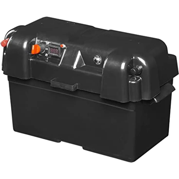 ProPlus Batterien Box, Batteriekasten mit USB Steckdose, 1x 12V und 2x USB-Anschlüsse, mit Voltmeter, Maße 35x18x20cm, säurebeständig – Bild 1