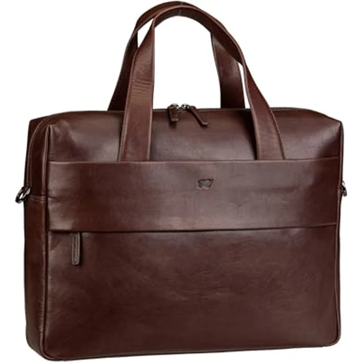 Braun Büffel Arezzo, Notebooktasche aus vegetabil gegerbtem Rindleder, 17 Zoll, braun – Bild 1