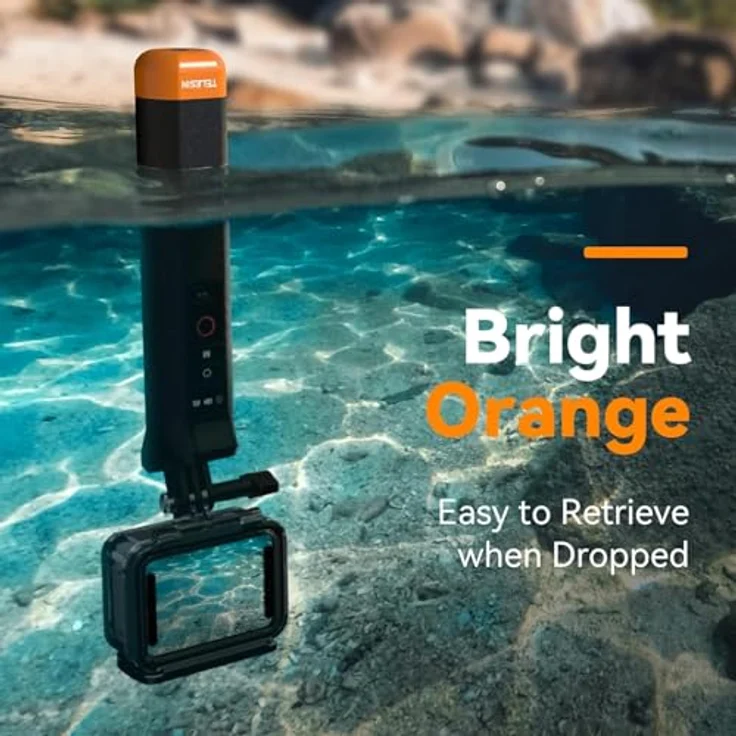 TELESIN Schwimmender Bluetooth-Handgriff für GoPro Hero 13, 12/11/10 Action-Kameras, Unterwasser-Handgriff, Selfie-Stange mit Bluetooth-Fernbedienung - Orange – Bild 5