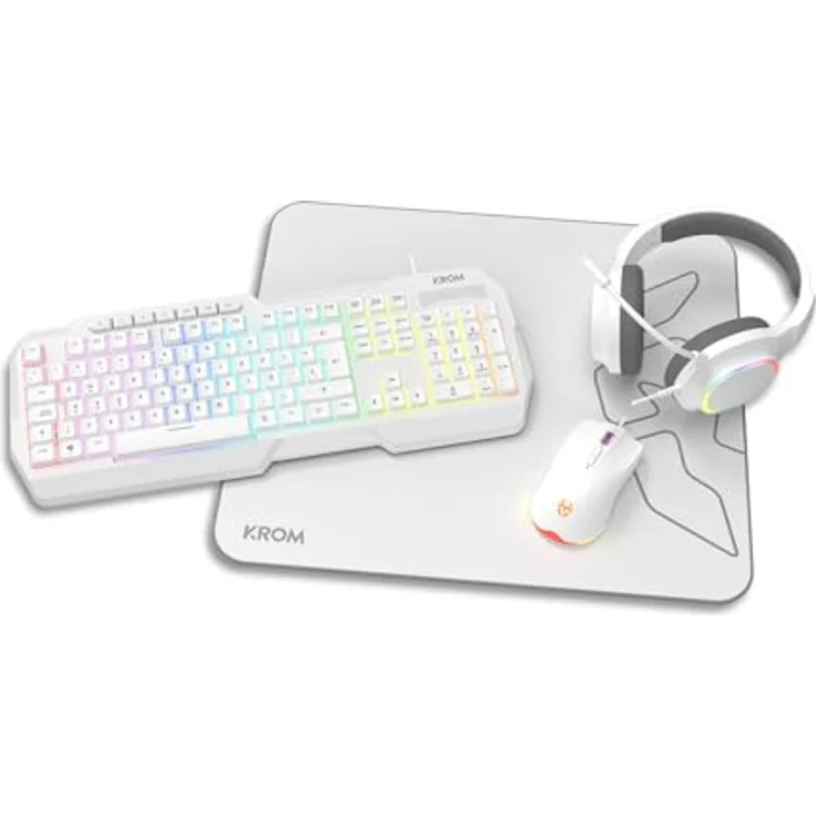 Krom Kenta, Kabelgebundene Gaming-Tastatur mit RGB-LED, QWERTY-Layout, Weiß, inkl. Maus und Mauspad – Bild 1