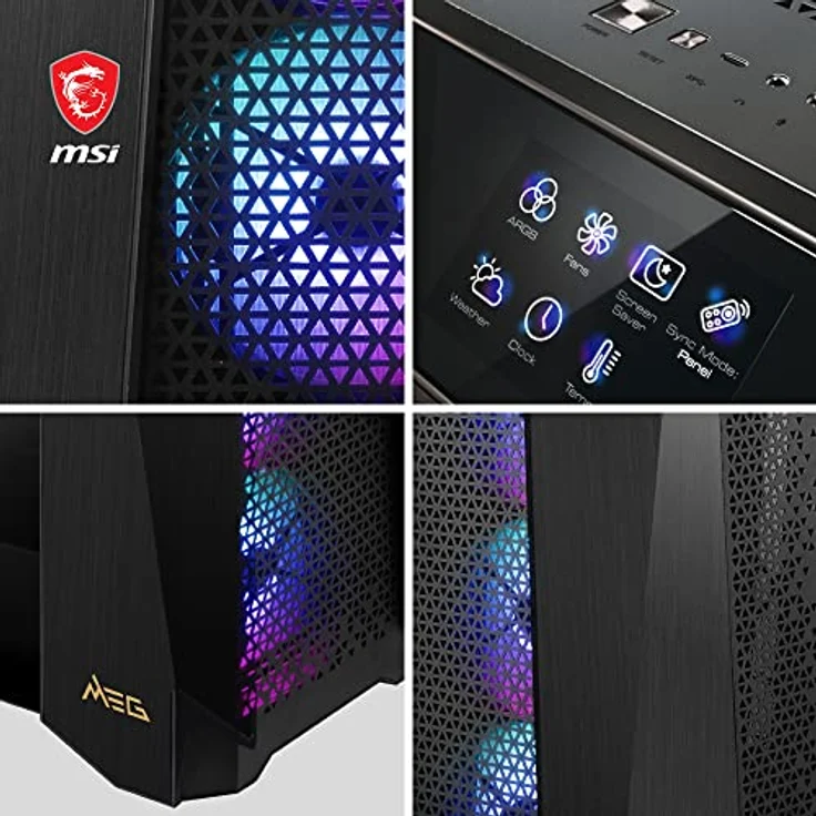 MSI MEG Prospect 700R Mid-Tower ATX Gehäuse (2X USB 3.0, 1x Type-C Anschluss, 4X 140mm A-RGB Fan im Lieferumfang, schwarz, RGB) – Bild 4