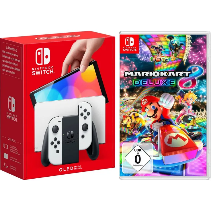 Nintendo Switch OLED, Handheld-Konsole mit 7-Zoll-OLED-Bildschirm, inkl. Mario Kart 8 Deluxe
