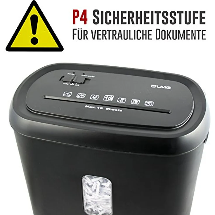 10 Blatt Aktenvernichter - Schredder Kreuzschnitt Partikelschnitt, 21 L Behälter, Sicherheitsstufe P4 für vertrauliche Dokumente, Automatisch, unschlagbare Geschwindigkeit - DSGVO – Bild 3