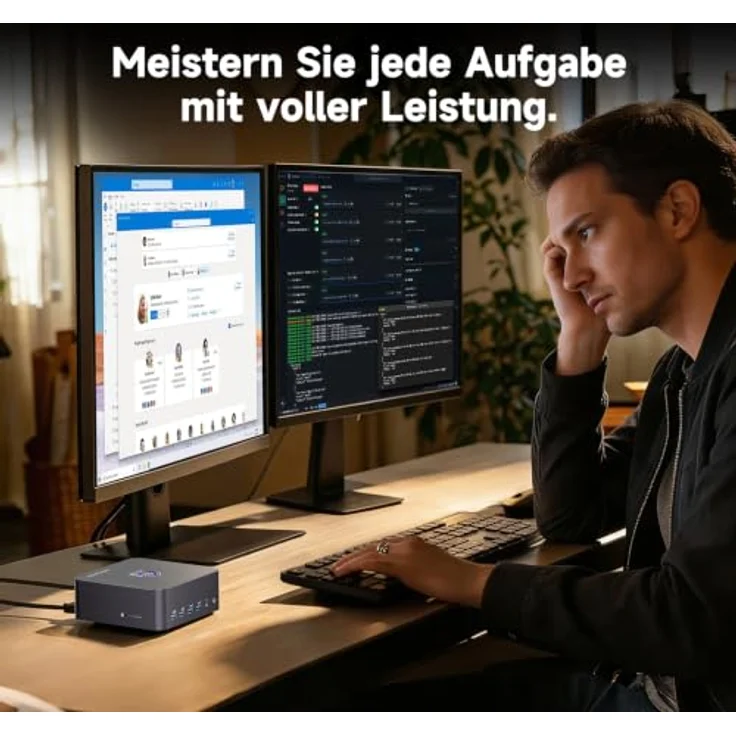 VZMORE iX9 Max Mini PC, Core Ultra 9 185H, 24 GB RAM, 1 TB SSD, V-Cooling-Technologie, Windows 11 Pro, Dual USB4, 4 Videoausgänge, ideal für Büro und Creation – Bild 6