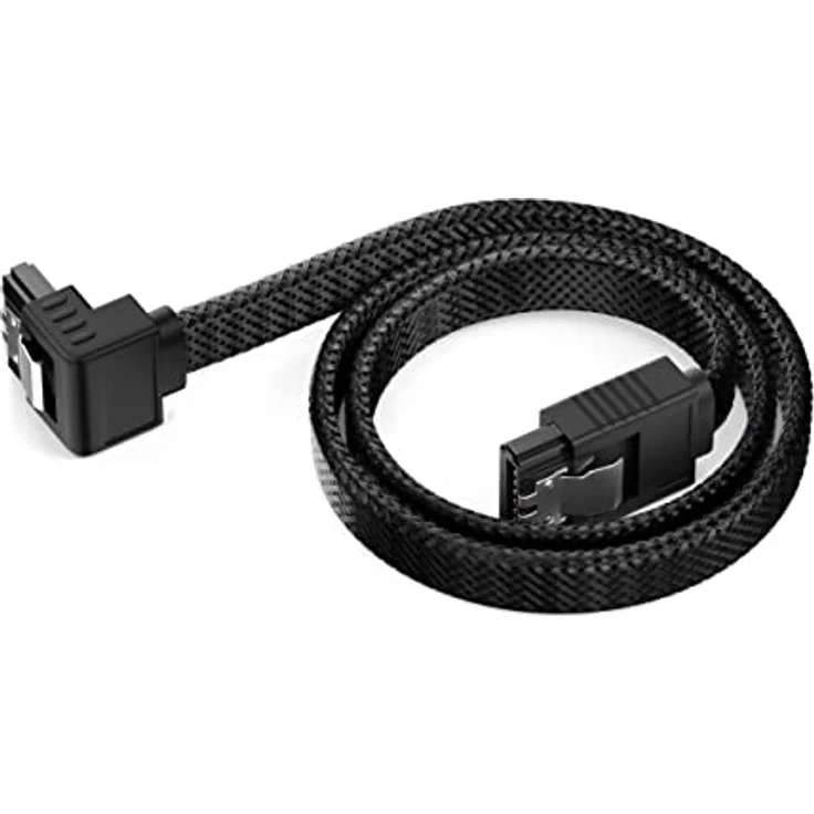 deleyCON SATA 3 Kabel 30cm, 6 Gbit/s Datenkabel mit L-Stecker 90° gewinkelt für HDD/SSD, Schwarz – Bild 3