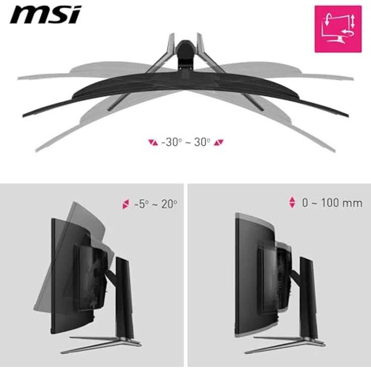 MSI MPG 491CQPXDE QD-OLED, 49 Zoll, DQHD, 5120x1440, 1800R, OLED-Monitor, 240 Hz, 0,03 ms, DisplayHDR True Black 400, G-SYNC™-kompatibel, Schwarz – Bild 4