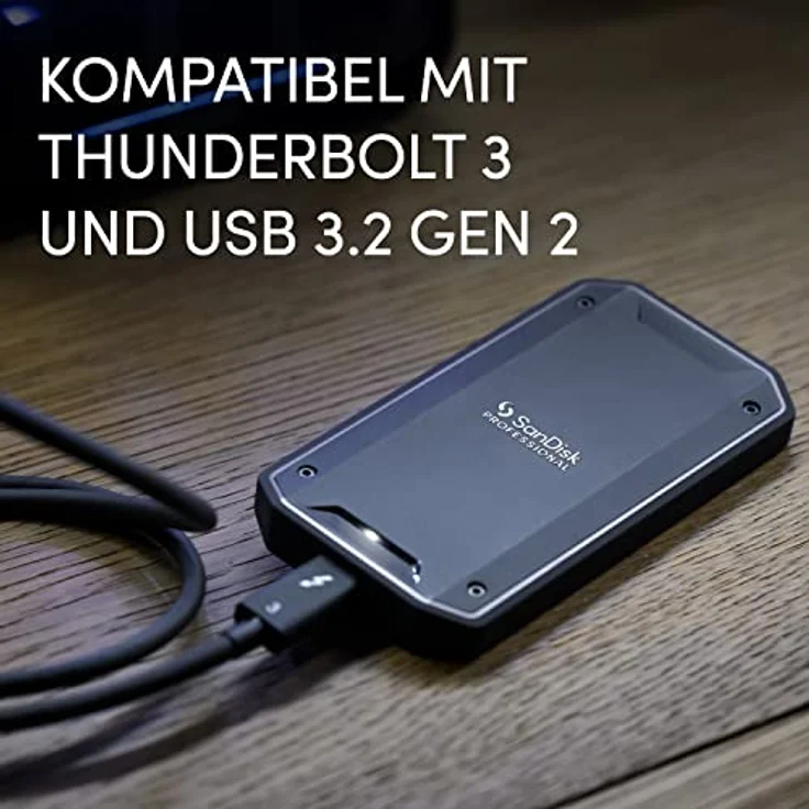 SanDisk® PROFESSIONAL PRO-G40™ SSD 1 TB (mobile SSD, robuste NVMe™ SSD mit Thunderbolt™ 3, USB-C™, bis zu 2.700 MB/s, IP68 Gehäuse, staub- und wasserbeständig) – Bild 3