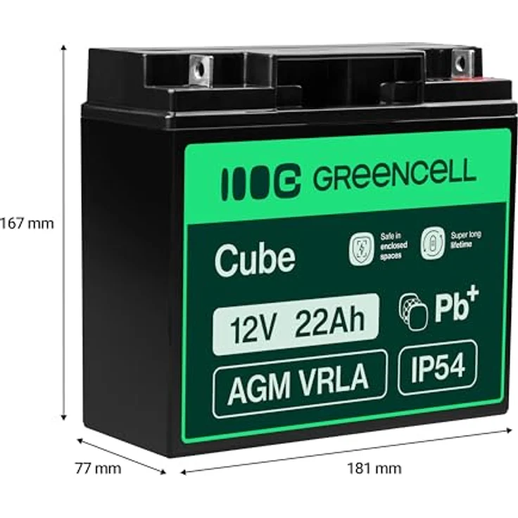 Green Cell Batterie, Bleisäure 22 Ah, Schwarz – Bild 2
