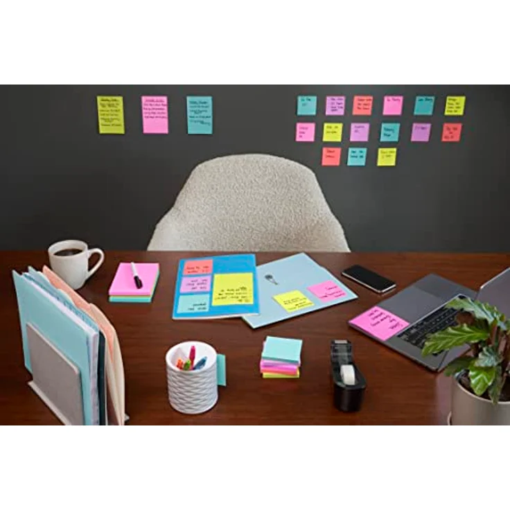 Post-it Super Sticky Haftnotizblock 622-12SS-COS, Haftnotiz Super Sticky Notes Miami Collection, 476 x 476 mm, 12x 90 Blatt, türkis, neongrün, neonpink – Bild 13