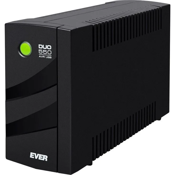 Ever DUO 550 AVR, Line-Interaktive USV mit 330 W, 550 VA, 4 Ausgängen, USB, Blei-Säure 5 Ah