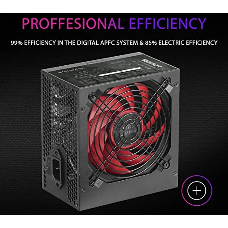 Mars Gaming MPIII850, Netzteil PC ATX 850W, 5 Jahre Garantie, Silent AI-RPM Technologie, 85% Wirkungsgrad, Schwarz – Bild 2