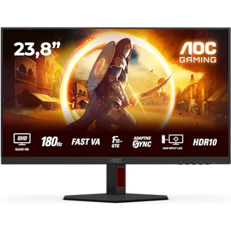 AOC Gaming Q24G4RE, 24 Zoll Quad HD Monitor mit 180 Hz, 1 ms Reaktionszeit, G-Sync kompatibel, HDR10, schwarz-rot – Bild 2