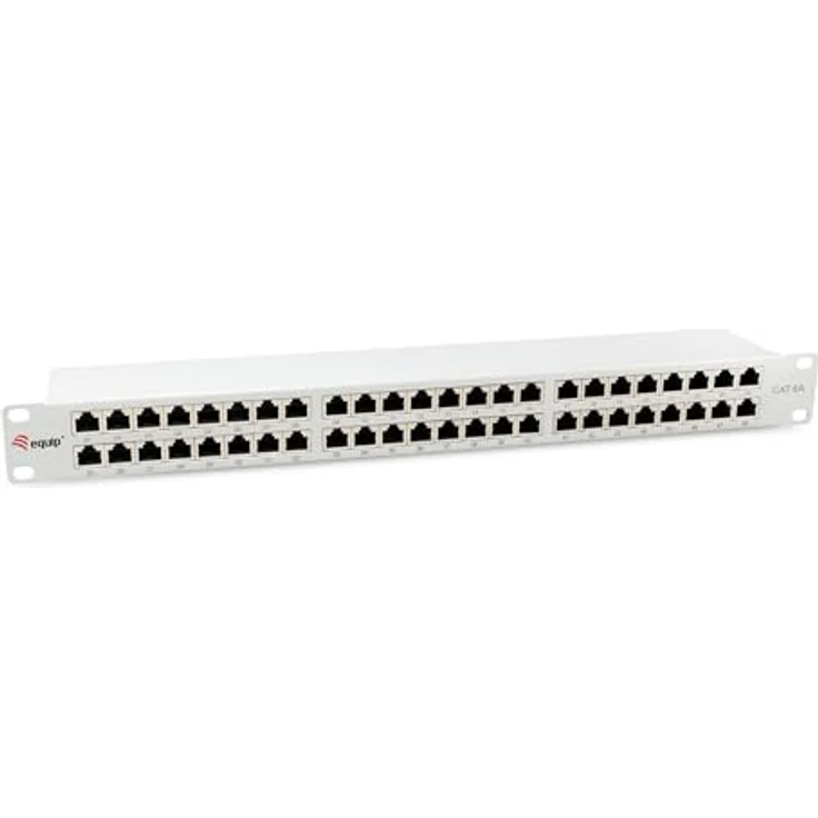 Equip 326526 48-Port Cat.6A geschirmtes Patchpanel, 19" 1HE, bis zu 500 MHz, lichtgrau – Bild 1
