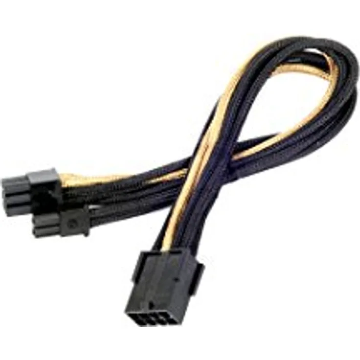 SilverStone SST-PP07-PCIBG - Netzteil-Verlängerungskabel 25cm 8pin auf PCI-E 6+2pin, schwarz, gold - Preisvergleich