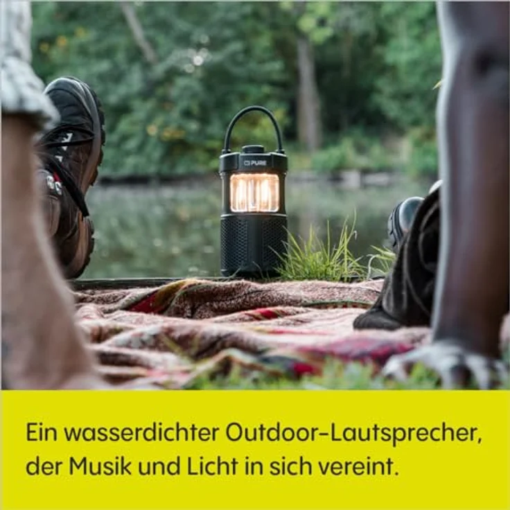 Pure Woodland Glow Outdoor-Lautsprecher mit LED-Lampe (Bluetooth 5.3, 360° Sound, IPX6, tragbar, 14h Akku - perfekt für Garten & Camping) Grün – Bild 2