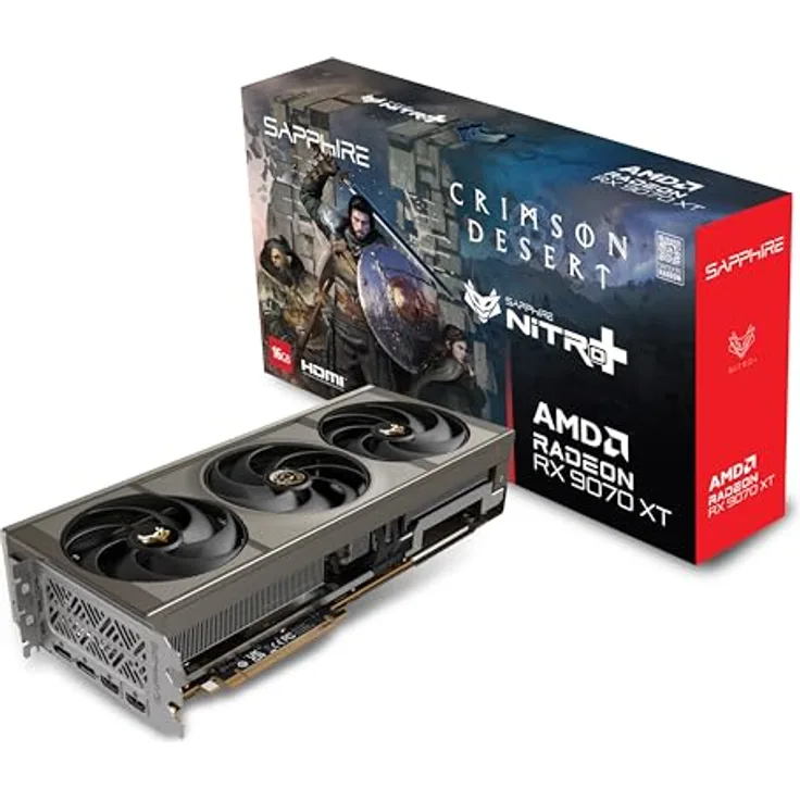 Sapphire Radeon RX 9070 XT NITRO+ OC, Grafikkarte mit 16 GB GDDR6, 2400 MHz Base Clock, 3060 MHz Boost Clock, Crimson Desert