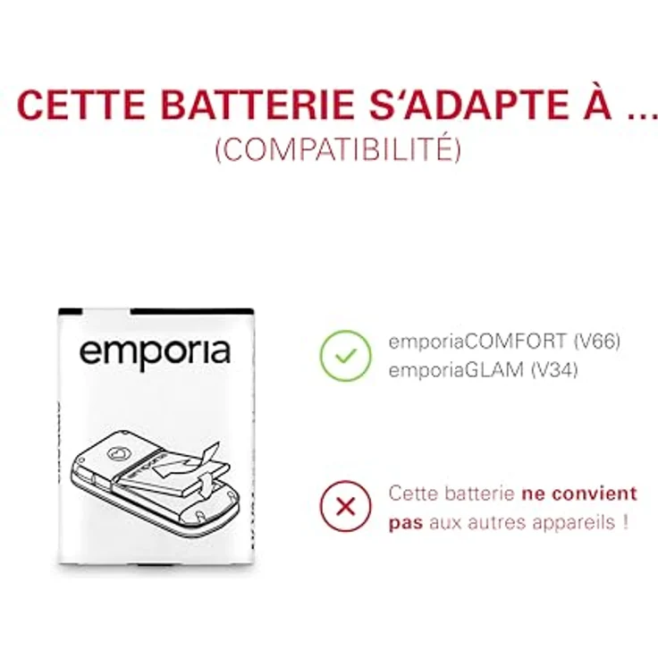 Emporia AK_V34 Ersatzakku (1020mAh) weiß – Bild 4