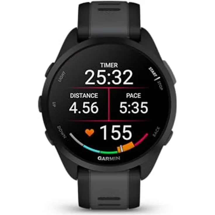 GARMIN Forerunner 165, leichte GPS Smartwatch zum Laufen, mit AMOLED Touchscreen, Trainingsempfehlungen, Gesundheitsdaten, smarten Funktionen