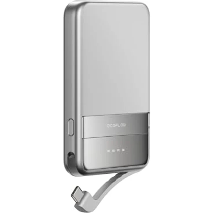 EF ECOFLOW Rapid Magnetische Powerbank 5000 mAh Silber, kabelloses tragbares Ladegerät, 30 W Schnellladender Batteriepack mit USB-C-Kabel, kompatibel für iPhone 16/15/14/13/12 Serie – Bild 1