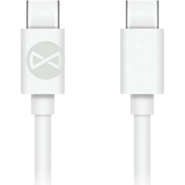 Forever USB C Kabel, USB C auf USB C, 1 m, 60 W Schnellladen, Datenübertragung, weiß