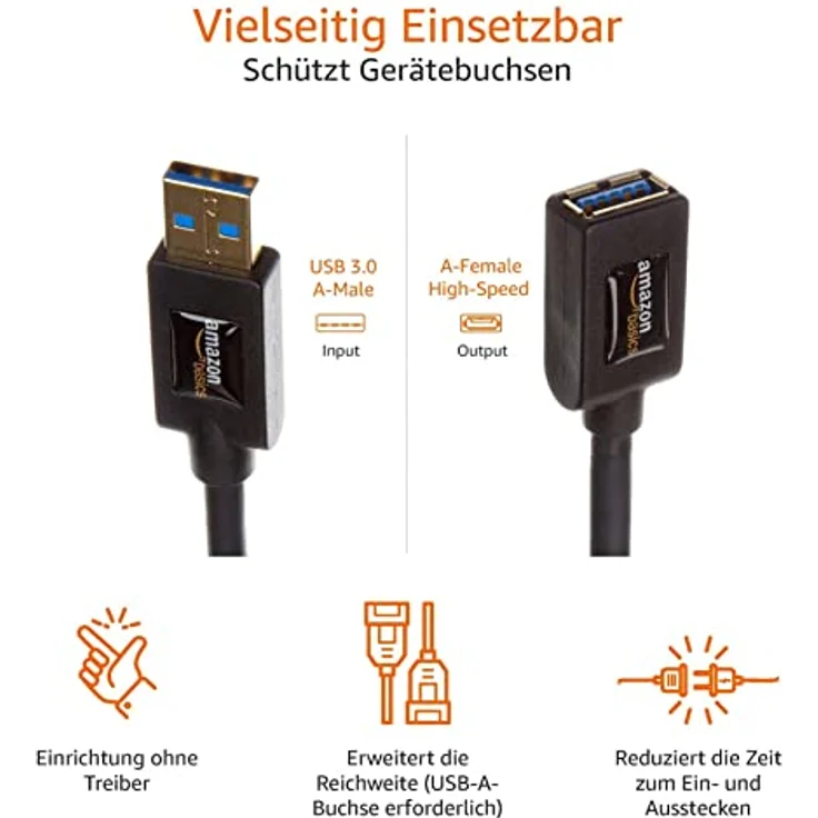 AmazonBasics USB 3.0-Verlängerungskabel (A-Stecker auf A-Buchse) 3 m (Abwärtskompatibilität zu USB 2.0 und 1.1 ) - Preisvergleich – Bild 4