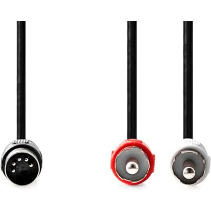 Nedis DIN-Audio-Kabel, 1.00 m, DIN 5-Pin Stecker, 2x RCA Stecker, vernickelt, schwarz, PVC – Bild 3