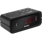 TechniSat DIGICLOCK 2 – kompakter UKW Radiowecker (Zwei Weckzeiten, Schlummerfunktion, dimmbares LCD-Display, Netz- und Batteriebetrieb) in schwarz