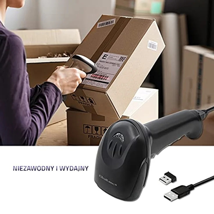 Qoltec Wireless Laser Scanner 1D | 2D | Black, Barcode-Scanner mit kabelloser Funktion – Bild 2