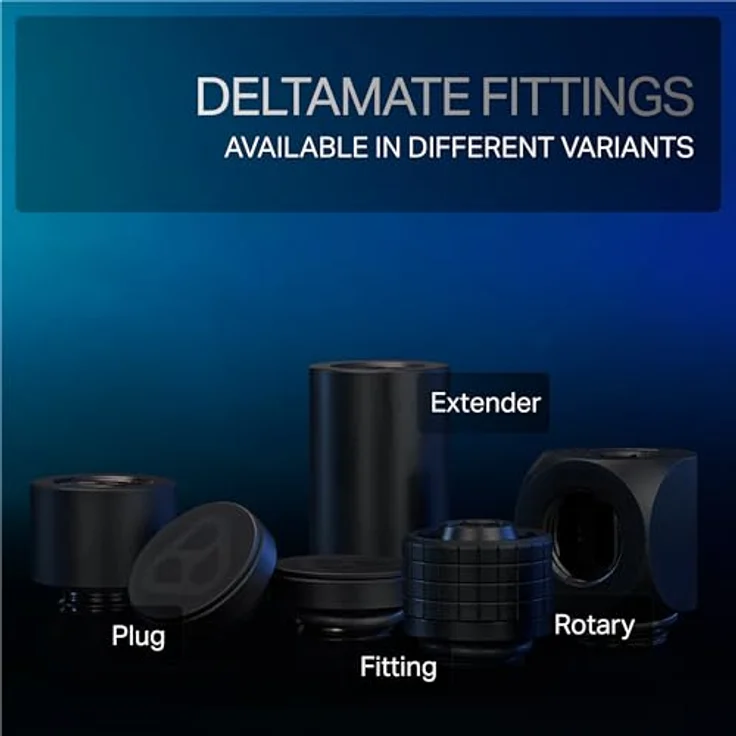 Thermal Grizzly DeltaMate Extender MF10-6er Pack, Verlängerungsfitting 10mm, schwarz, CNC-gefrästes Messing mit G1/4 Zoll Gewinde für modulare Wasserkühlungen – Bild 4