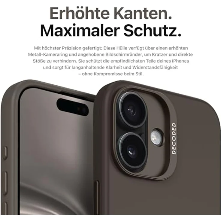 Decoded Silikon Hülle für iPhone 16 Plus, Antimikrobielles Material, MagSafe-kompatibel, Premium Soft-Touch Liquid Silicone, Schwarz mit Metall Kameraschutz – Bild 4