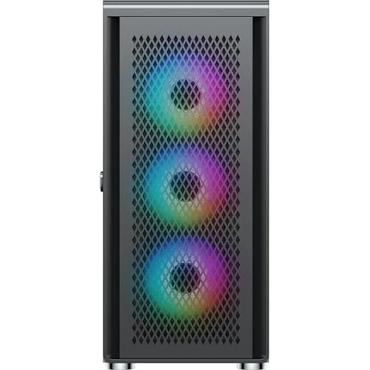 SILENTWARE Silentware Air 100 Midi Tower PC-Gehäuse, Große Metall Mesh-Front, gehärtetes Glas-Seitenfenster, 4x 120mm A-RGB Hydro-Lager Lüfter, GPU bis 383mm, abnehmbarer Mesh Deckel, ATX Netzteil, Schwarz – Bild 2