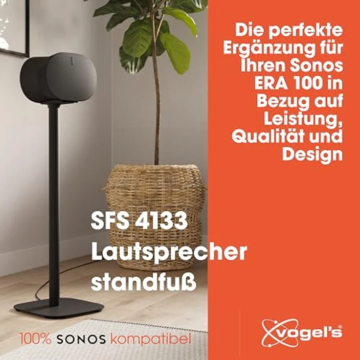 Vogel's SFS 4133 Lautsprecher Ständer für Sonos ERA300, Cable Inlay System, Höhe: 82 cm, Max. 5 kg, Schwarz – Bild 3