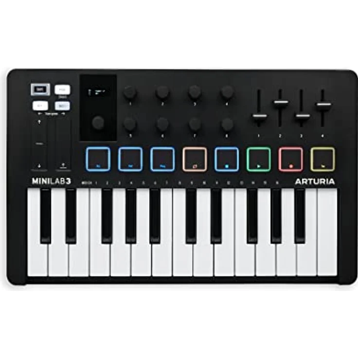 Arturia - MiniLab 3 - Universal-MIDI-Controller für Musikproduktion, mit All-in-One-Softwarepaket - 25 Tasten, 8 Multicolor-Pads - Schwarz – Bild 1